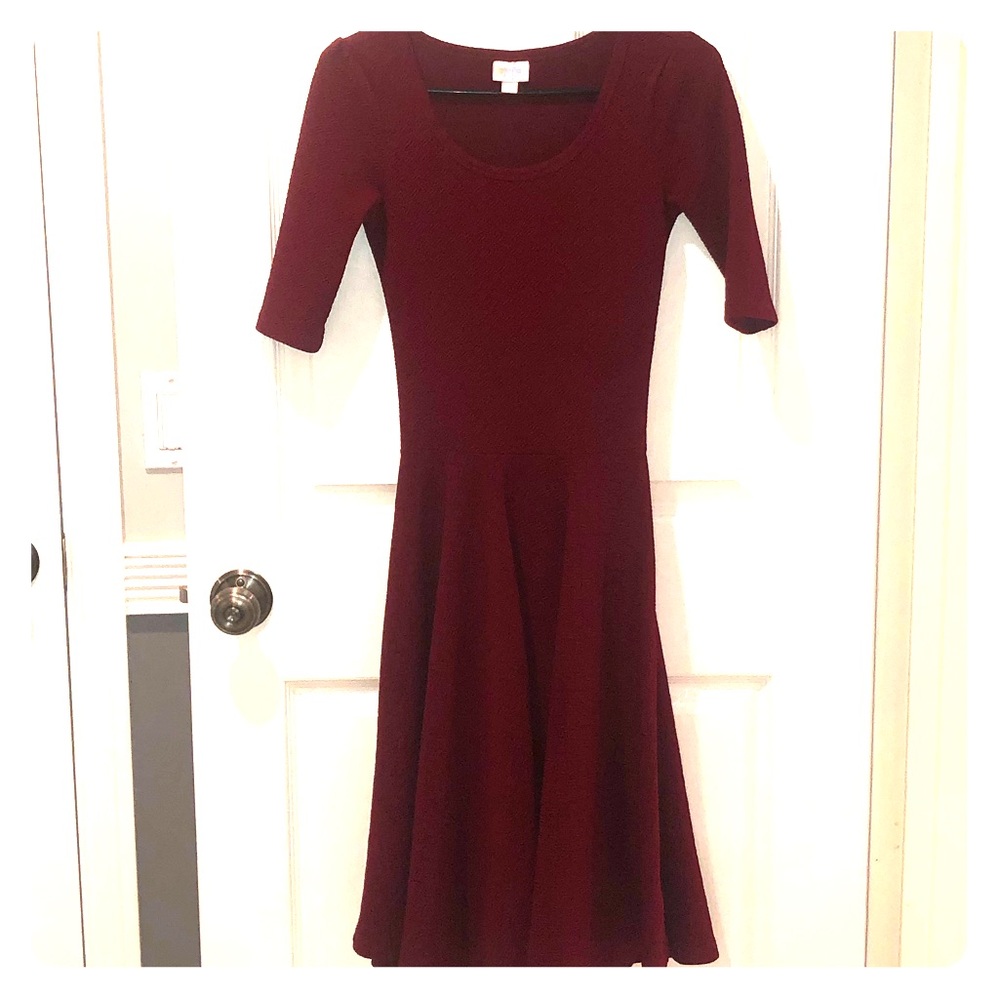 Dark Red XXS Lularoe Nicole Dress - GUC